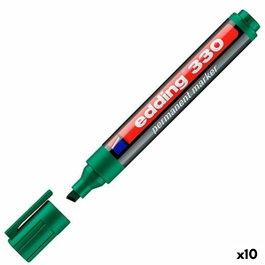Edding Marcador Permanente 330 Verde Punta Biselada (Set de 10)