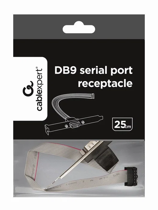 Gembird CCDB9RECEPTACLE - Bracket trasero adaptador puerto serie DB9M a VGA interno, cable plano IDC 10 pines, para añadir puerto serie al PC