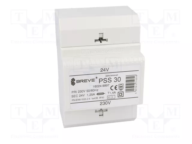 BREVE TUFVASSONS PSS30/230/24V Transformador de red 30VA 230VAC a 24V BREVE TUFVASSONS PSS30/230/24V Transformador de red 30VA 230VAC a 24V
