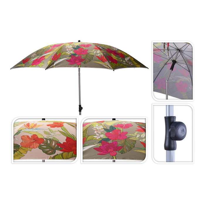 Basics Sombrilla de Playa Flores Ø200 x 180 cm, Tela Poliéster UPF 50+, Sistema de Inclinación, Mástil Acero, Incluye Bolsa, Colores Surtidos Basics Sombrilla de Playa Flores Ø200 x 180 cm, Tela Poliéster UPF 50+, Sistema de Inclinación, Mástil Acero, Incluye Bolsa, Colores Surtidos