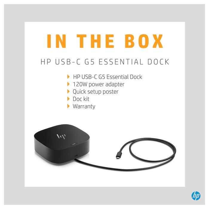 HP Base de conexión universal USB-C G5 Essential Dock 120W Negro