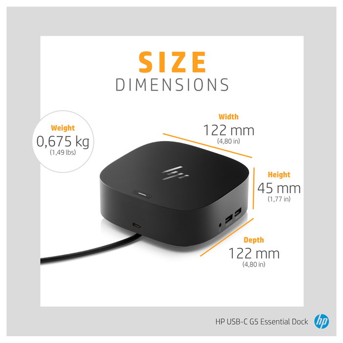 HP Base de conexión universal USB-C G5 Essential Dock 120W Negro