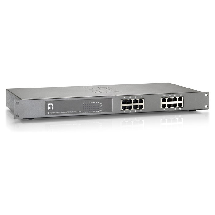 Level One FEP-1612W120 Switch 16 Puertos PoE+ 120W Fast Ethernet 19"