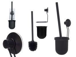 Berilo Soporte Escobillero Pared Metal Negro Mate Ventosa 10x36x10cm (Set de 12)