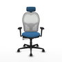 PIQUERAS Y CRESPO Silla de oficina Jorquera con mecanismo Sincro/Traslack Azul claro y Blanco