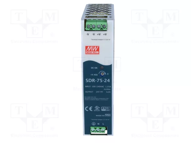 MEAN WELL SDR-75-24 Alimentador de impulso para carril DIN 24V 3,2A