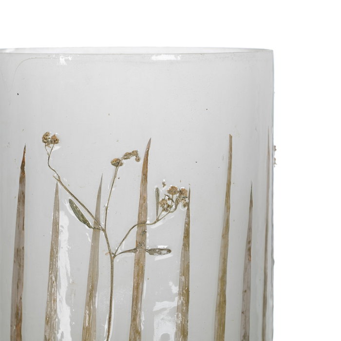 Portavelas Gris-Oro Cristal Decoración 15 X 15 X 20 cm