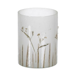 Ixia Portavelas Decorativo de Cristal Gris-oro 15 x 15 x 20 cm