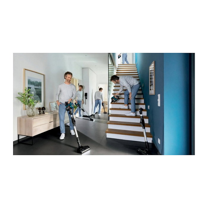 Bosch BSS71125AH Aspiradora Escoba 2 en 1 Sin Bolsa, para Secar, Negro/Azul, Batería 18V, 35 Min Autonomía, 82 dB