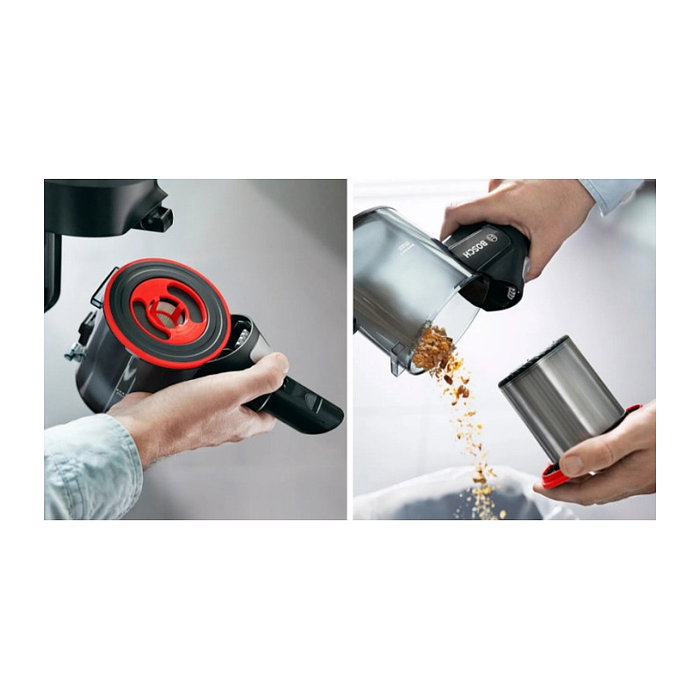 Bosch BSS71125AH Aspiradora Escoba 2 en 1 Sin Bolsa, para Secar, Negro/Azul, Batería 18V, 35 Min Autonomía, 82 dB