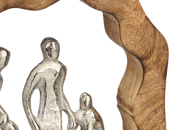 Giftdecor Soporte Decoración Familia Plateado Metal Aluminio Madera Mango 25x23x3.5 cm (Set de 6)
