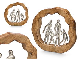 Giftdecor Soporte Decoración Familia Plateado Metal Aluminio Madera Mango 25x23x3.5 cm (Set de 6)