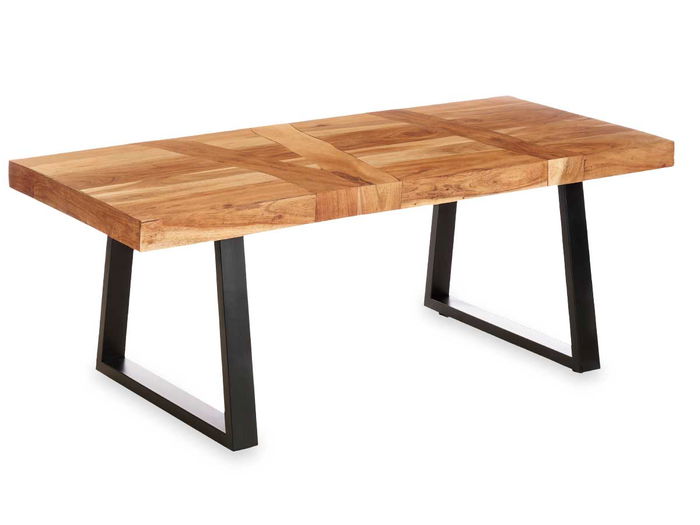 Giftdecor Mesa Auxiliar Madera Trama 120x60x48 cm Acacia Marron y Negro