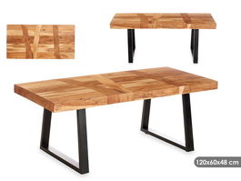 Giftdecor Mesa Auxiliar Madera Trama 120x60x48 cm Acacia Marron y Negro