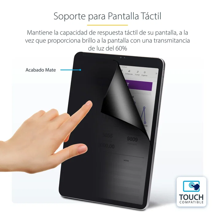 StarTech.com Filtro de Privacidad para iPad Pro 12.9" 3ra Gen+ - Protector Antirreflejos Mate con Reducción Luz Azul hasta 51% y Soporte Táctil - 129IP-PRIVACY-SCREEN