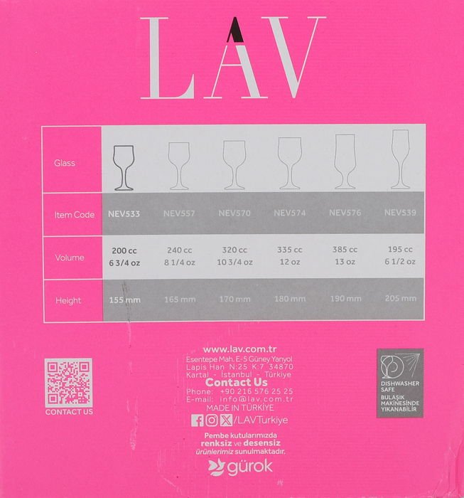 Lav Set 6 Copas Vino Blanco 200 cc (4 Cajas)