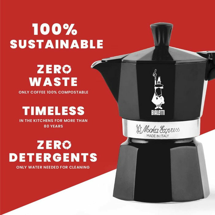Bialetti Moka Express 3TZ Negra, 3 Tazas