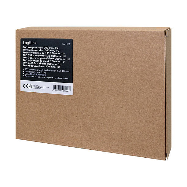LogiLink Estante en voladizo 10 pulgadas 200 mm 1U negro LogiLink Estante en voladizo 10 pulgadas 200 mm 1U negro