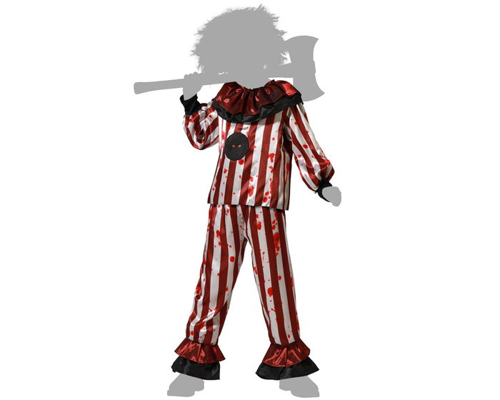 Disfraz Payaso Rojo con Camiseta y Pantalón para Niño 7-9 Años Halloween Terror