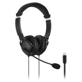 Kensington Auriculares USB-C con Micrófono, Alámbrico, Llamadas/Música, Diadema, Negro