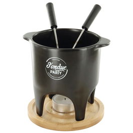 Cook Concept Fondue Bistrot para 1 o 2 Personas con 4 Pinchos Inox y Base Bambú