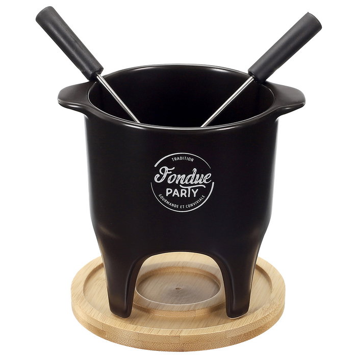 Cook Concept Fondue Bistrot para 1 o 2 Personas con 4 Pinchos Inox y Base Bambú