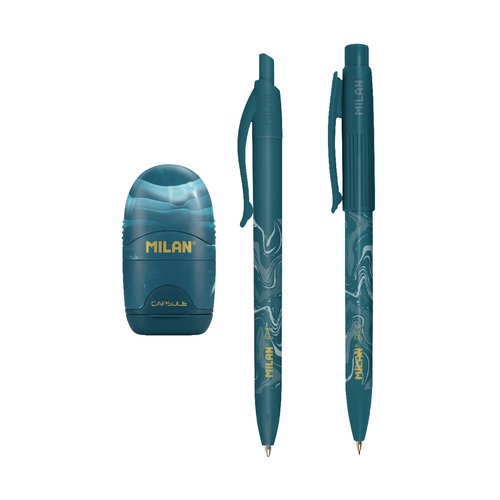 Milan Serie Lava Set de Escritura Azul con Bolígrafo P1, Portaminas PL1 y Afilaborra Capsule