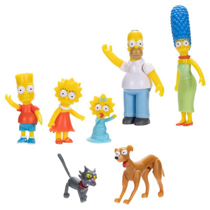 JAKKS PACIFIC Figuras Familia Los Simpsons, 7 Figuras de 6cm, Blister JAKKS PACIFIC Figuras Familia Los Simpsons, 7 Figuras de 6cm, Blister