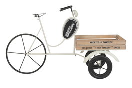 DKD Home Decor Expositor Triciclo Metal y Madera Blanco 151x56x89 cm