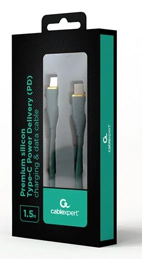 Gembird Cable USB-C a USB-C Premium Silicon 1,5 m Verde 60W PD Gembird Cable USB-C a USB-C Premium Silicon 1,5 m Verde 60W PD