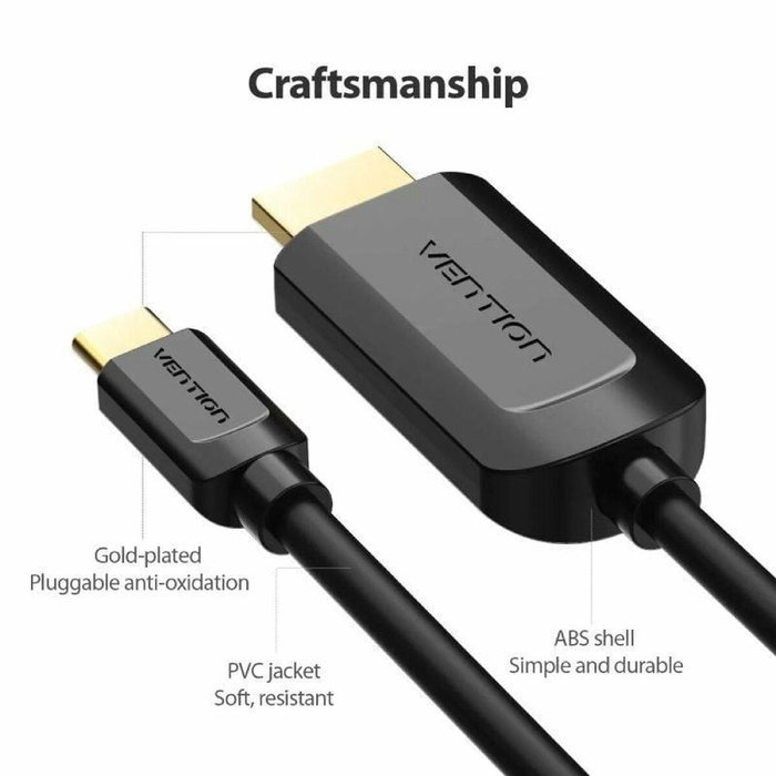 Vention Cable Conversor USB Tipo-C a HDMI 1.4 4K 1m Negro Vention Cable Conversor USB Tipo-C a HDMI 1.4 4K 1m Negro