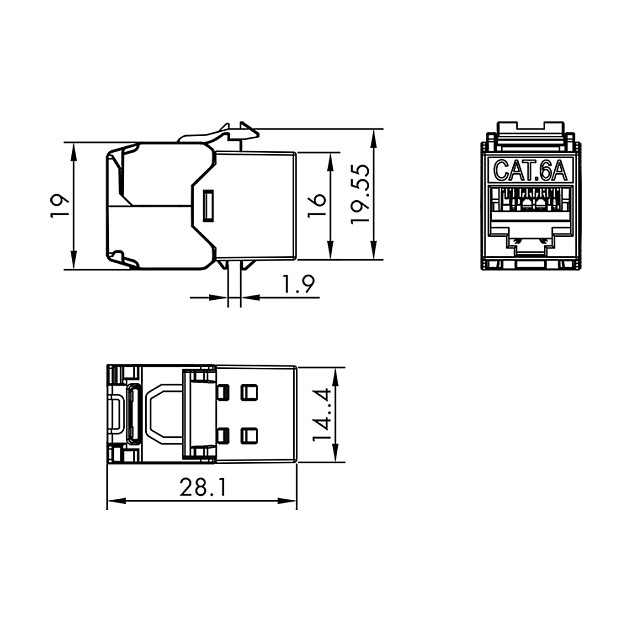 LogiLink Keystone jack Cat.6A STP con tapa contra el polvo, 24 piezas