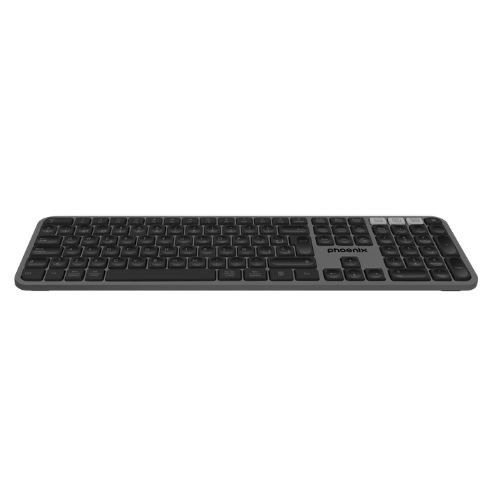 Phoenix K300 Teclado Inalámbrico Multidispositivo Bluetooth 5.0 y Receptor USB 2.4GHz, Compatible con Windows, macOS, iOS, Gris Phoenix K300 Teclado Inalámbrico Multidispositivo Bluetooth 5.0 y Receptor USB 2.4GHz, Compatible con Windows, macOS, iOS, Gris