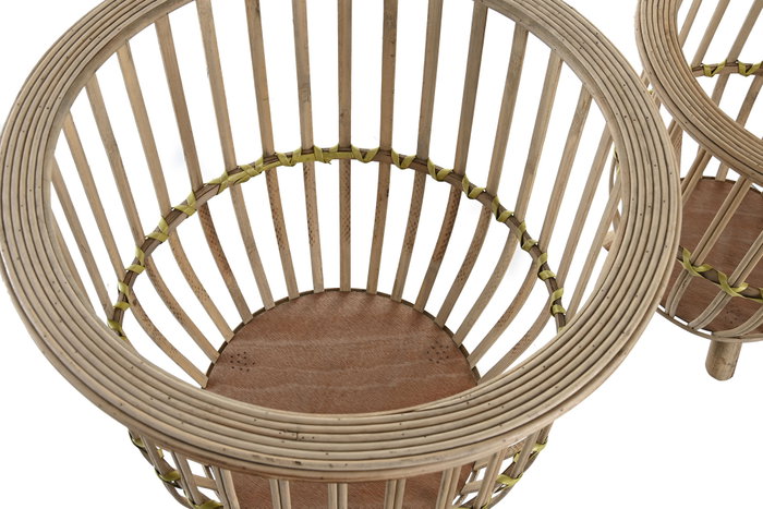 DKD Home Decor Set de 2 Maceteros de Bambú Marrón Claro 35x35x37 cm