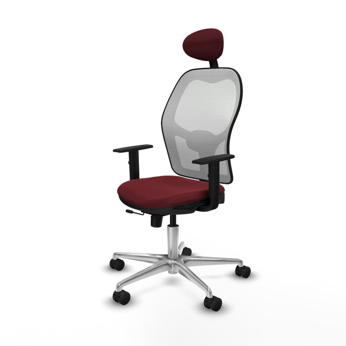 PIQUERAS Y CRESPO Silla de oficina Jorquera con mecanismo Sincro/Traslack, Granate y Blanco PIQUERAS Y CRESPO Silla de oficina Jorquera con mecanismo Sincro/Traslack, Granate y Blanco