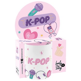 LOVELY STORY Taza Vibes K-Pop 330ml Cerámica, Apta Microondas y Lavavajillas