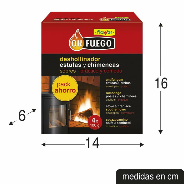 Flower Deshollinador en Sobres para Estufas y Chimeneas 4 x 100 g