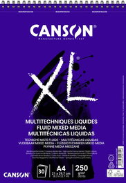 Bloc De Dibujo Canson Xl Fluid Mix Media Con Espiral Liso A4 250G 30H (Set de 5)