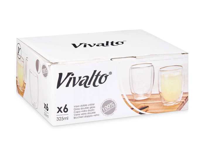 Vivalto Vaso de Borosilicato para Refresco 325 ml Transparente 8x8x11 cm (Set de 24)
