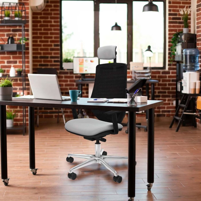 PIQUERAS Y CRESPO Silla de oficina Mardos con mecanismo Sincro/Traslack, Crema y Negro