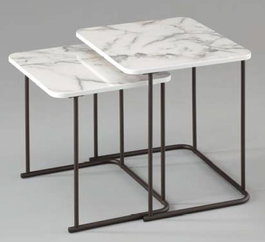 DKD Home Decor Set de 2 Mesitas Auxiliares Simil Mármol