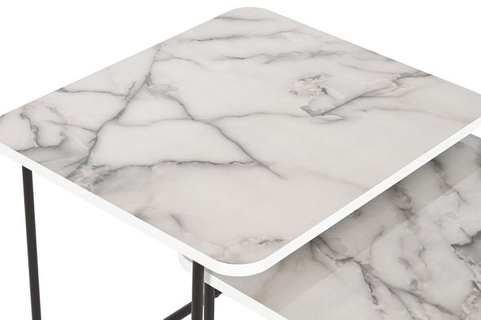 DKD Home Decor Set de 2 Mesitas Auxiliares Simil Mármol DKD Home Decor Set de 2 Mesitas Auxiliares Simil Mármol