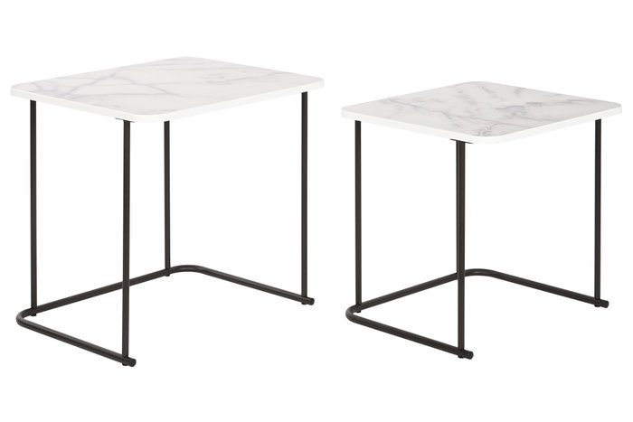 DKD Home Decor Set de 2 Mesitas Auxiliares Simil Mármol DKD Home Decor Set de 2 Mesitas Auxiliares Simil Mármol