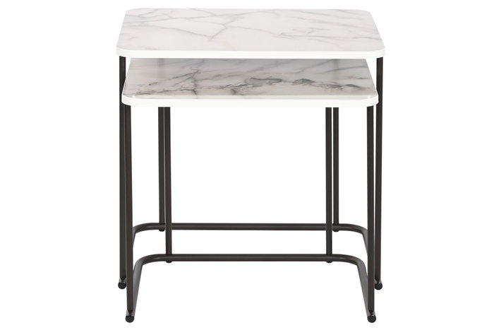 DKD Home Decor Set de 2 Mesitas Auxiliares Simil Mármol DKD Home Decor Set de 2 Mesitas Auxiliares Simil Mármol