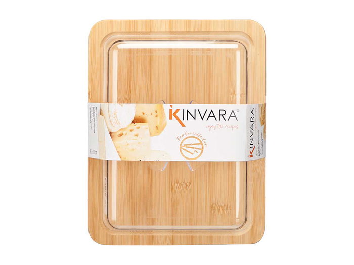 Kinvara Quesera Rectangular de Bambú y Plástico 26x7.3x20 cm (Set de 12)