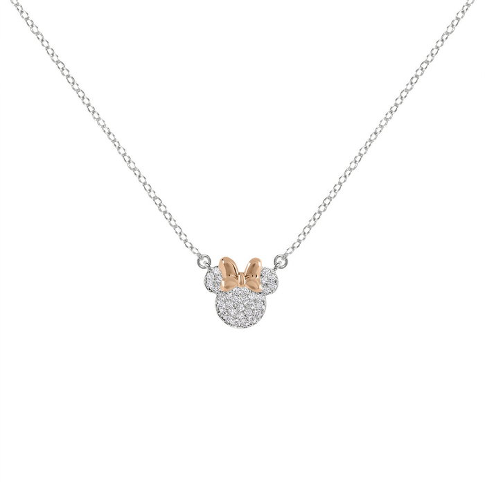 Disney Set 2 Colgantes Mama + Hija Minnie Mouse Chapado en Plata y Oro Rosa con Lazo y Circonitas Disney Set 2 Colgantes Mama + Hija Minnie Mouse Chapado en Plata y Oro Rosa con Lazo y Circonitas