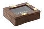 DKD Home Decor Juego Colonial Marron Dorado Set de 3 Piezas Cristal Sheesham 12.5 x 4.6 x 15 cm (2 Unidades)