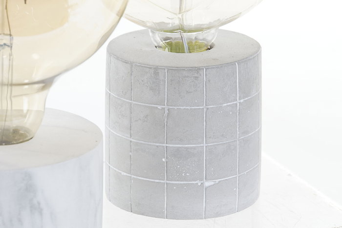 DKD Home Decor Lámpara LED Gris Blanco Cemento 2 Unidades 12 x 22 x 12 cm