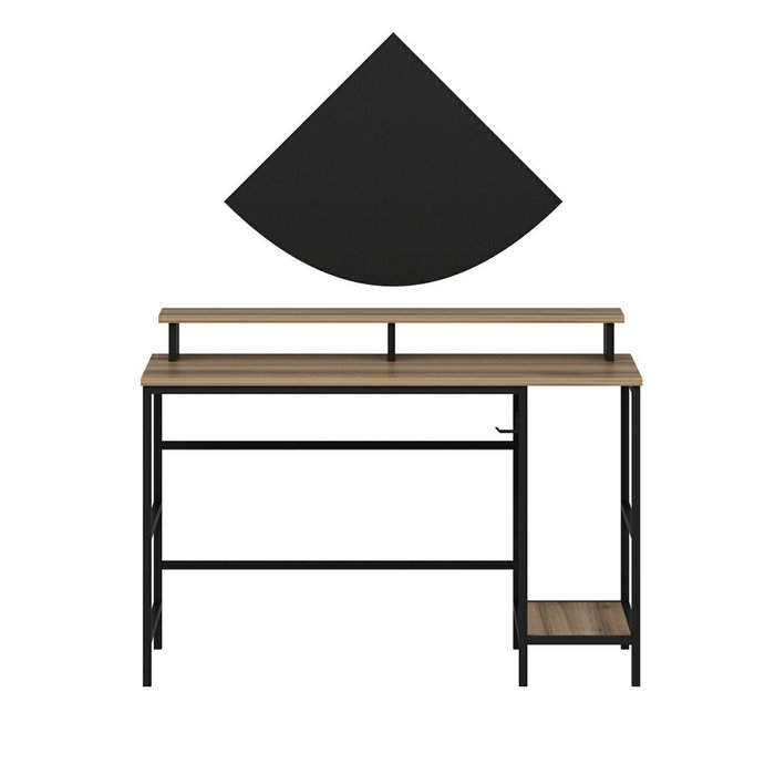 Hanah Home Greta L Mesa de Estudio Dore, Black - Elegante y Funcional Escritorio con Estantes, 120x74x60 cm