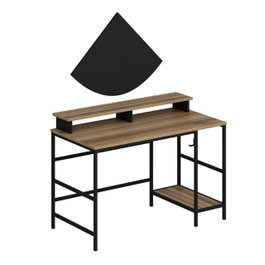 Hanah Home Greta L Mesa de Estudio Dore, Black - Elegante y Funcional Escritorio con Estantes, 120x74x60 cm